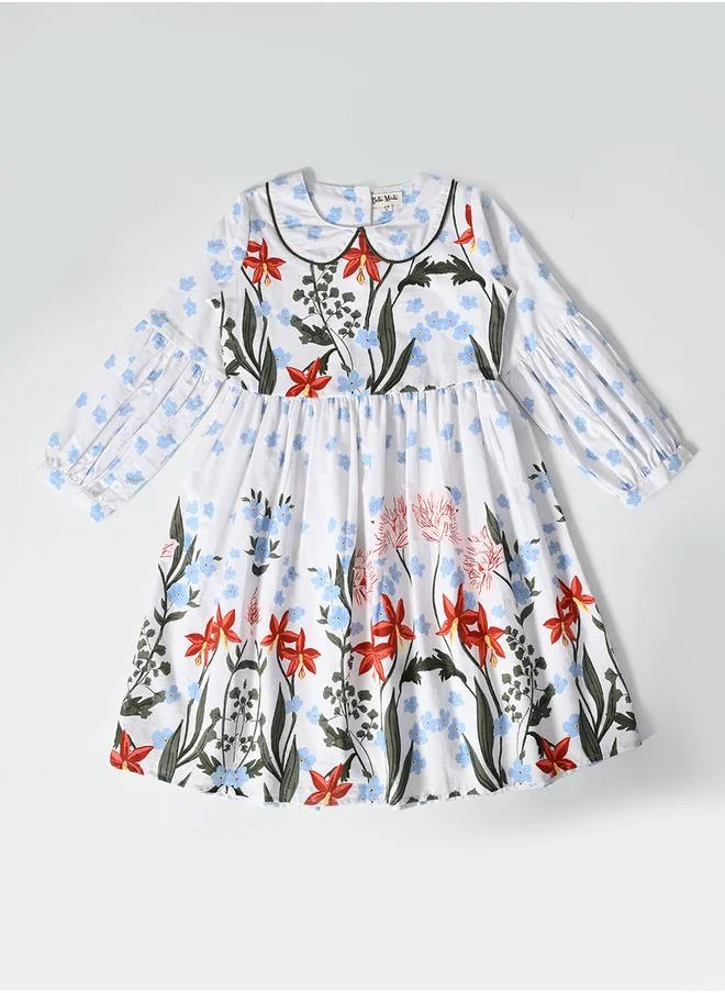 BELLA MODA Bella Moda Floral Printed Peter Pan Collared A-Line Dress