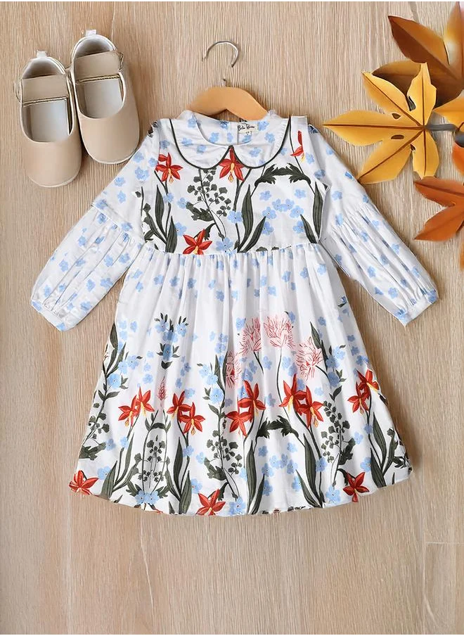 BELLA MODA Bella Moda Floral Printed Peter Pan Collared A-Line Dress