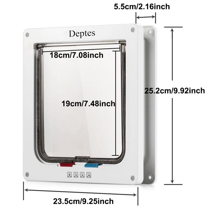 Depets Large Cat Door (Outer Size 9.9" x 9.2"), 4 Way Locking Cat Flap Door for Interior Exterior Doors, Weatherproof Pet Door for Circumference < 23" - Image 3
