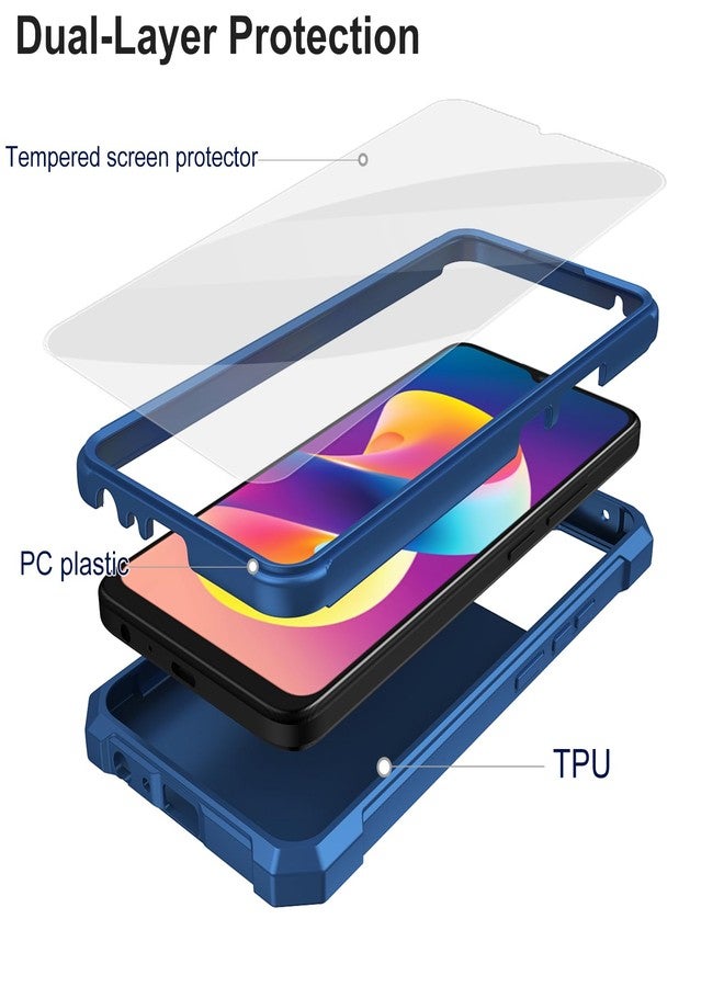 Ailiber for TCL T434D Phone Case, TCL K24 Case with Screen Protector, Dual Layer Protective, Shockproof Corner TPU Bumper, Slim Silicone Heavy Duty Cover for TCL K24/K23/50 LE-Blue - Image 3