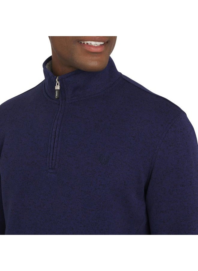 Chaps Men's Regular Fit Long Sleeve Midweight Quarter Zip Fleece Pullover Sweater, Mountain Blue, L - Image 2