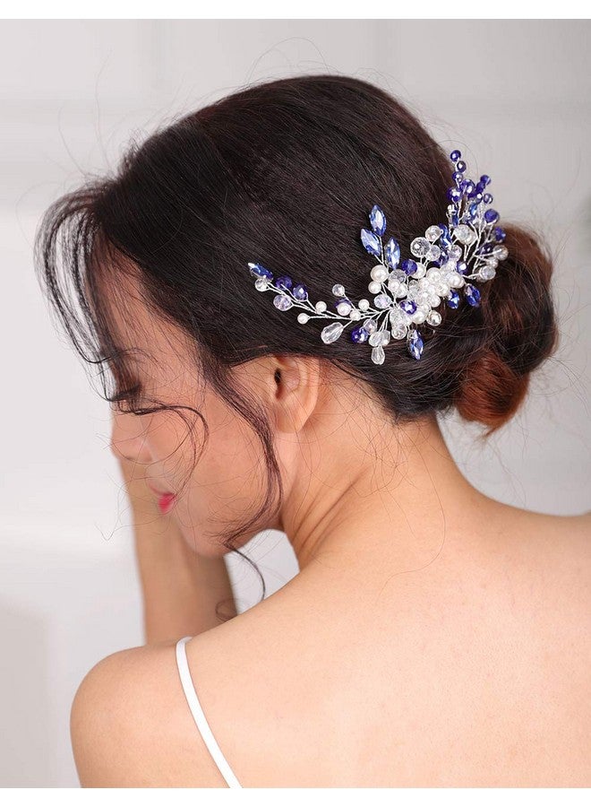 Denifery Bridal Hair Comb Blue Vintage Crystal Rhinestone Vintage Hair Comb Wedding Party Hair Accessories For Women And Girls - Image 5