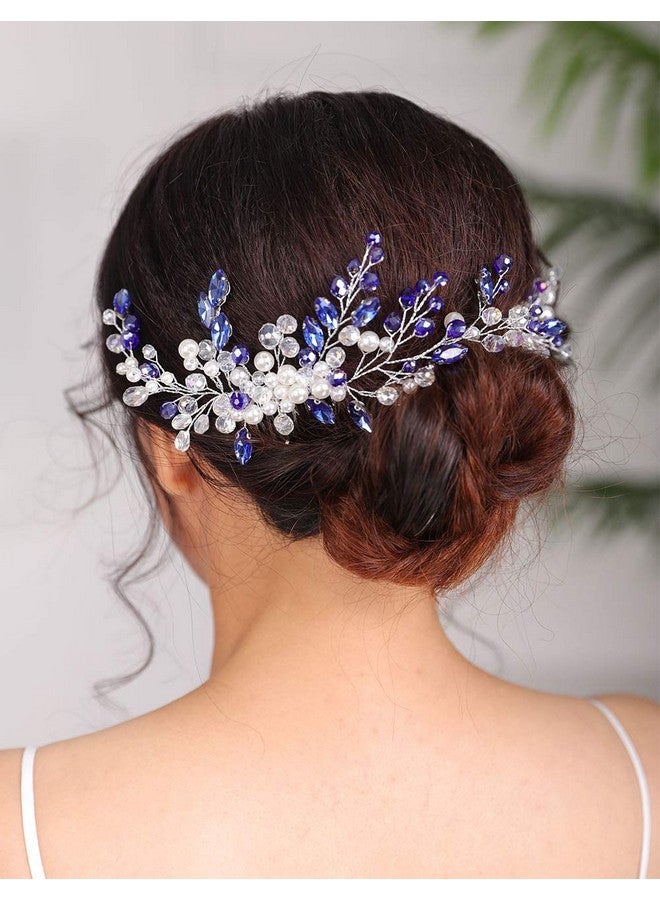 Denifery Bridal Hair Comb Blue Vintage Crystal Rhinestone Vintage Hair Comb Wedding Party Hair Accessories For Women And Girls - Image 2