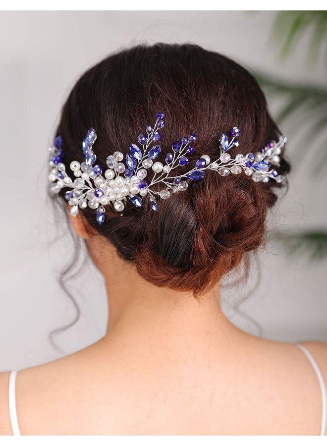 Denifery Bridal Hair Comb Blue Vintage Crystal Rhinestone Vintage Hair Comb Wedding Party Hair Accessories For Women And Girls - Image 3