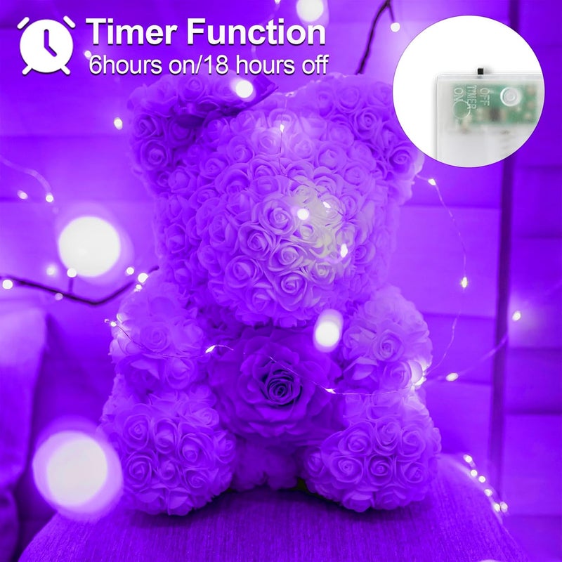 YAOZHOU Halloween Christmas Decorations Purple Fairy String Lights Indoor, Battery Operated with Timer, 2Pack Total 33FT 100 Led Mini Battery Powered Twinkle Mason Jar Waterproof Firefly Lights DIY Party - Image 2