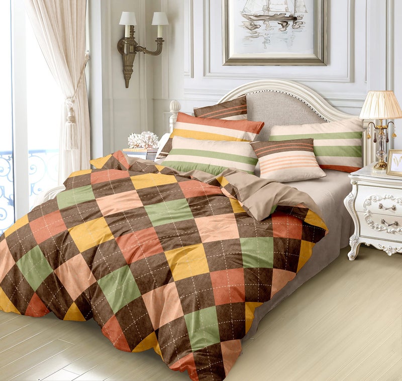 MORADO Premium Glace Cotton Geometric Design Duvet Cover - Double, Multi Colors with Zipper - Image 1