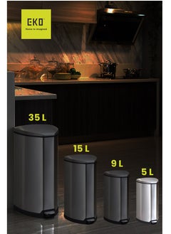 EKO GRACE SERIES | Brushed Stainless Steel Finish | Soft-Closing | Fingerprint-Resistant | Step Trash & Garbage Bin | Suitable For Homes, Bathrooms, Kitchens, Offices, & More | 5 Liters  - Image 2