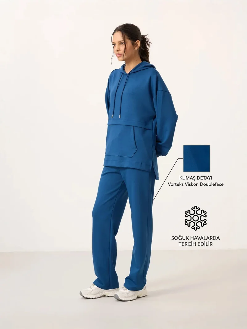 تومي لايف TOMMY Oversized Hooded Sweatshirt And Wide-Leg Pants Set