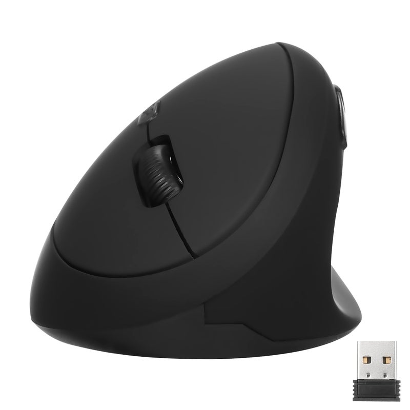 2.4G Wireless Optical Vertical 6 Keys Ergonomic Office Mice with 3-gear Adjustable DPI for PC Laptop Black 1pcs - Image 1