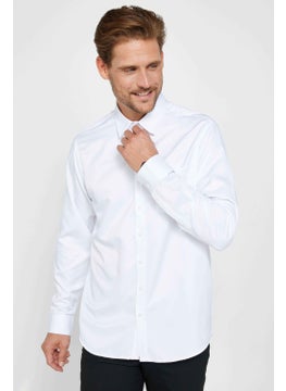 Tudors Classic Fit Comfortable Cut Easy Iron Sweat Absorbent Breathable Texture Tie Holder Four Seasons White Men's Shirt  - Image 1