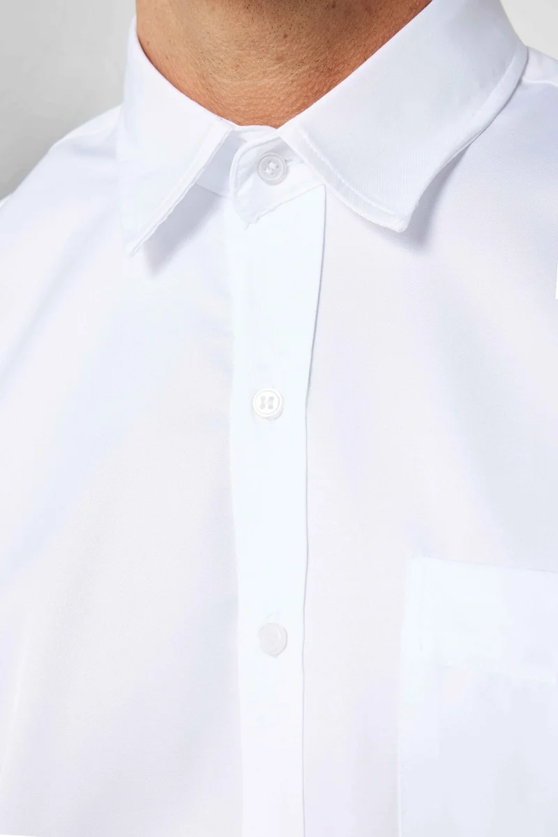 تودورس Classic Fit Comfortable Cut Easy Iron Sweat Absorbent Breathable Texture Tie Holder Four Seasons White Men's Shirt