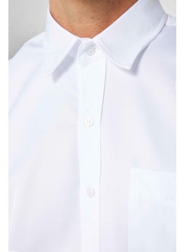 Tudors Classic Fit Comfortable Cut Easy Iron Sweat Absorbent Breathable Texture Tie Holder Four Seasons White Men's Shirt  - Image 4