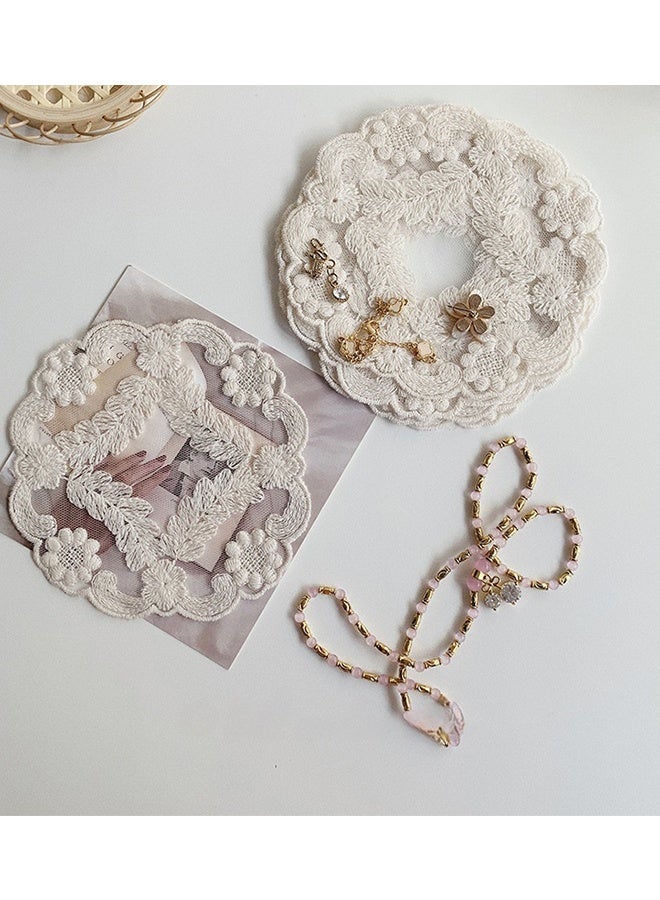 3 قطع من المفارش والوقايات الفرنسية الكلاسيكية البيضاء المطرزة بالكروشيه للطاولات الزجاجية والخزائن وحفلات الزفاف والتجمعات العيدية وديكور المنزل وتزيين طاولة القهوة والهدية المثالية - Image 4