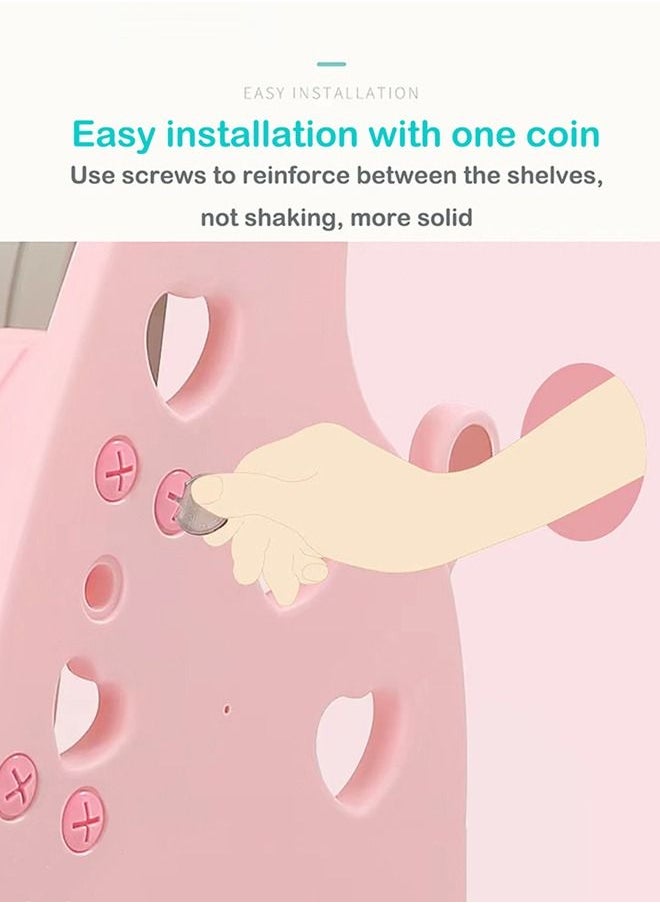 XIANGYU Indoor Plastic Pink Rabbit Shaped Toys Storage Kids Book Shelf  - Image 3