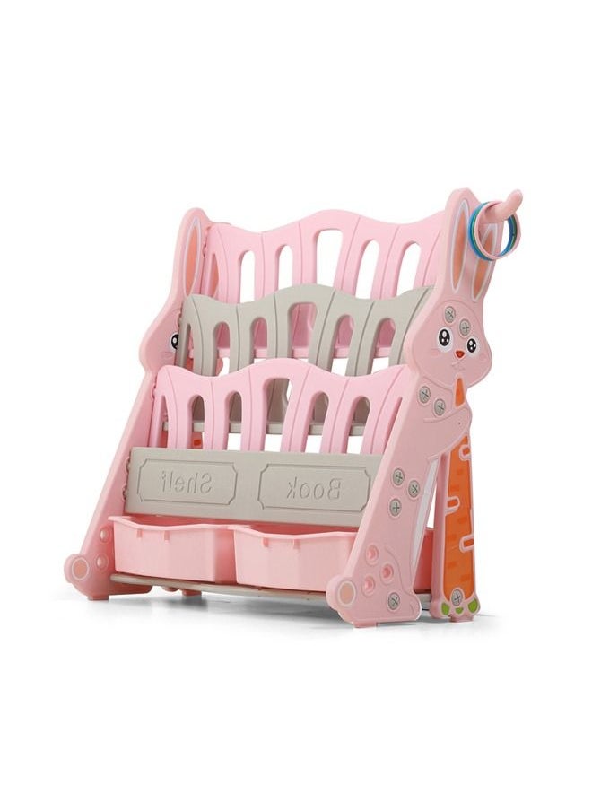 XIANGYU Indoor Plastic Pink Rabbit Shaped Toys Storage Kids Book Shelf  - Image 1
