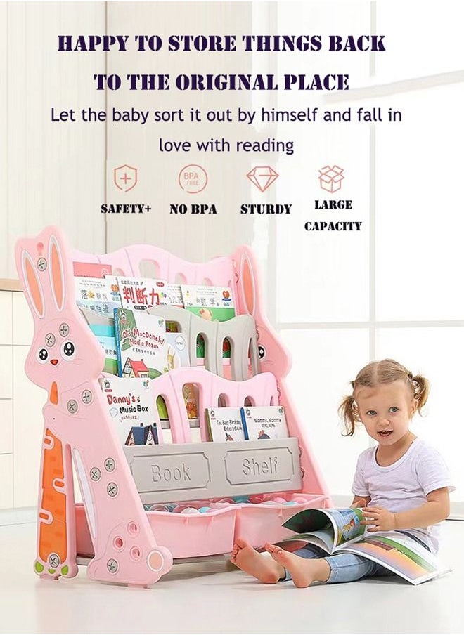 XIANGYU Indoor Plastic Pink Rabbit Shaped Toys Storage Kids Book Shelf  - Image 2