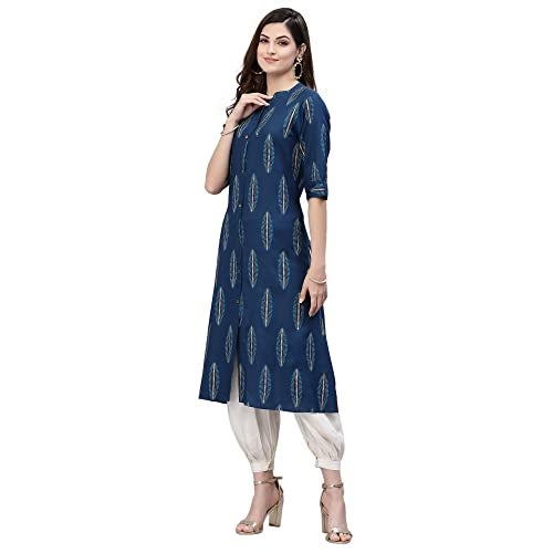 Stylum Women's Block Printed Rayon A-Line Kurta - Image 3