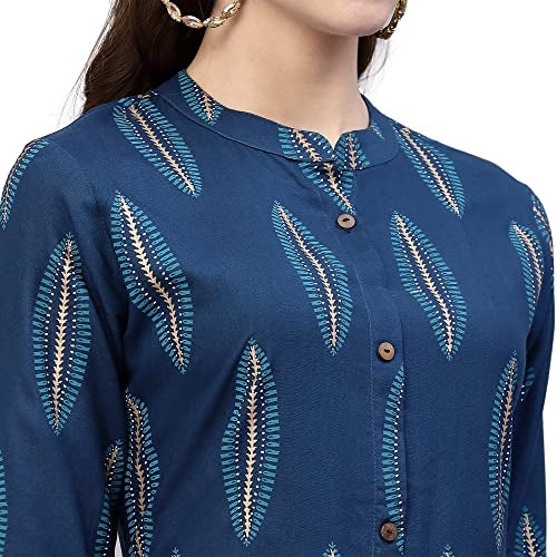 Stylum Women's Block Printed Rayon A-Line Kurta - Image 4