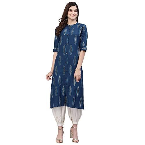Stylum Women's Block Printed Rayon A-Line Kurta - Image 1