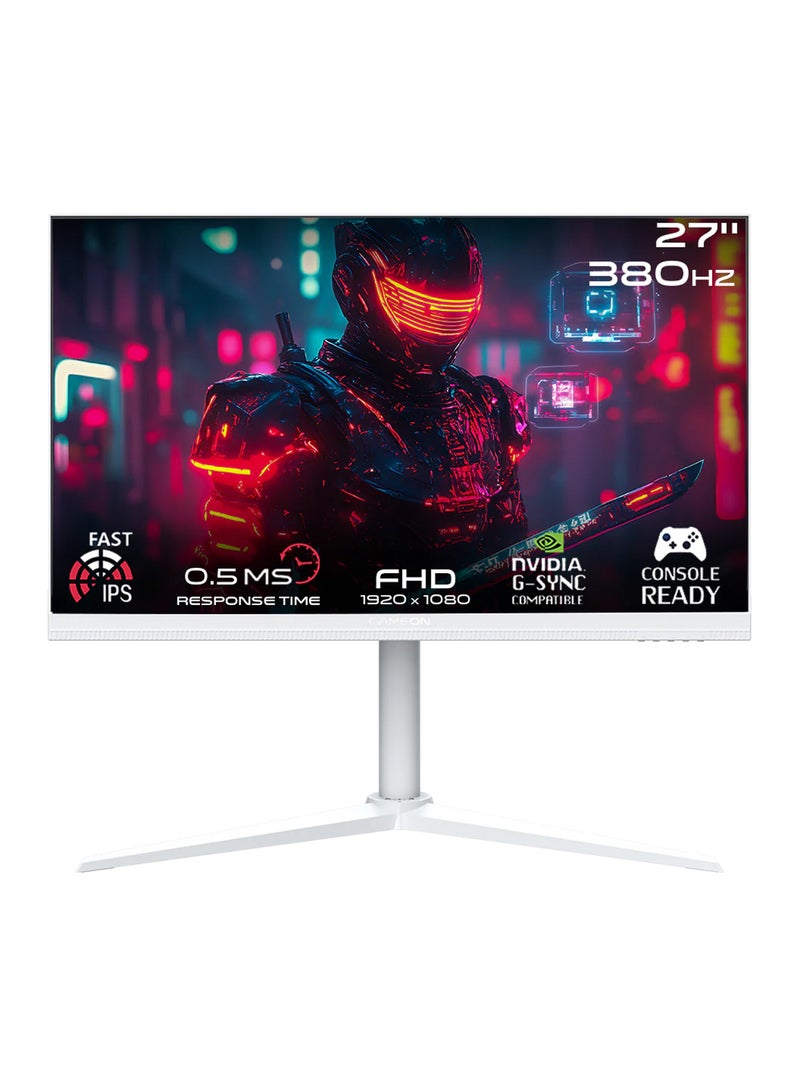 GAMEON 27" Inch Gaming Monitor Artic Pro-Series (1920x1080) FHD Fast IPS, 380Hz Refresh Rate, MPRT 0.5ms Response Time, 2.1 HDMI (Support PS5) GOAP27FHD380IPS | White - Image 1