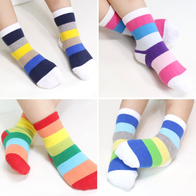 EPEIUS little Girls' 5 Pack Seamless Rainbow Stripes Crew Socks Kids Girls Cotton Dress Socks for 6-8 Years,smooth toes,Shoe Size 11-1 - Image 4
