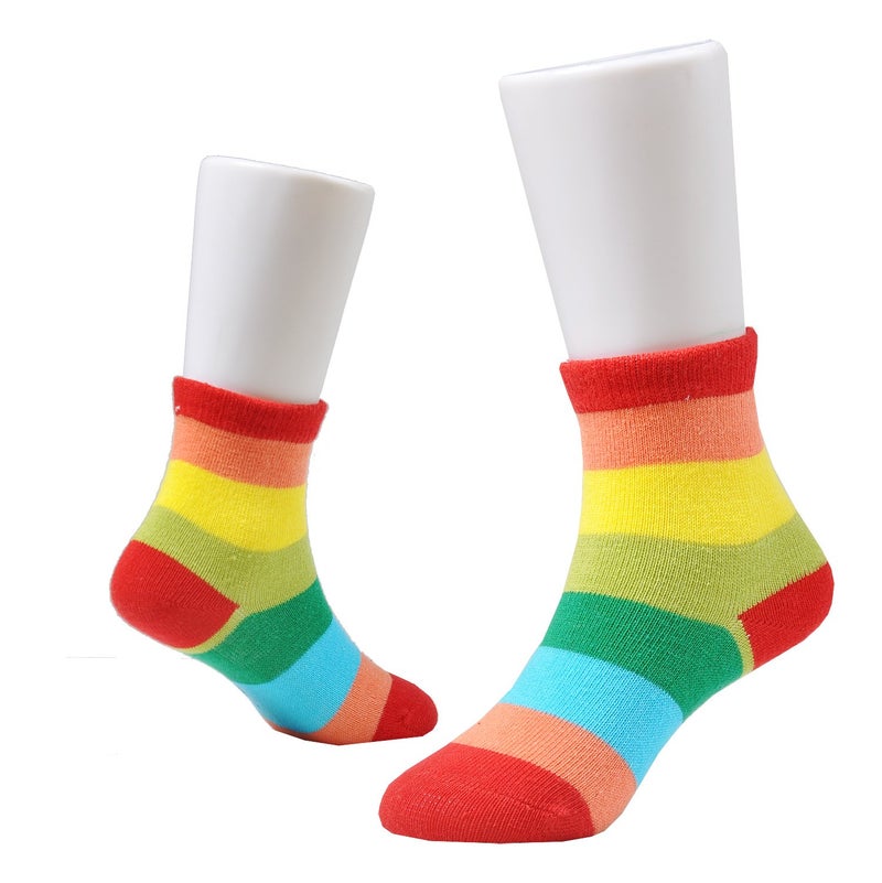EPEIUS little Girls' 5 Pack Seamless Rainbow Stripes Crew Socks Kids Girls Cotton Dress Socks for 6-8 Years,smooth toes,Shoe Size 11-1 - Image 5