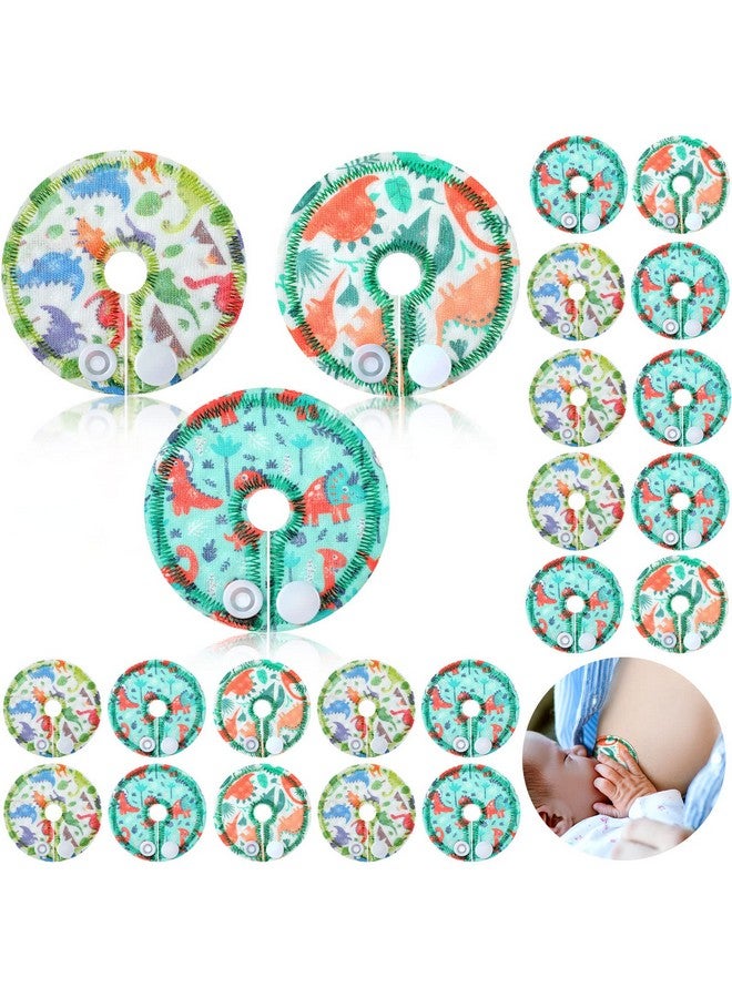 Breling 24 Pack Cotton Pads For Feeding Support Feeding Pads Supplies G Shape Pads Button Covers For Feeding Care (Dinosaur) - Image 1