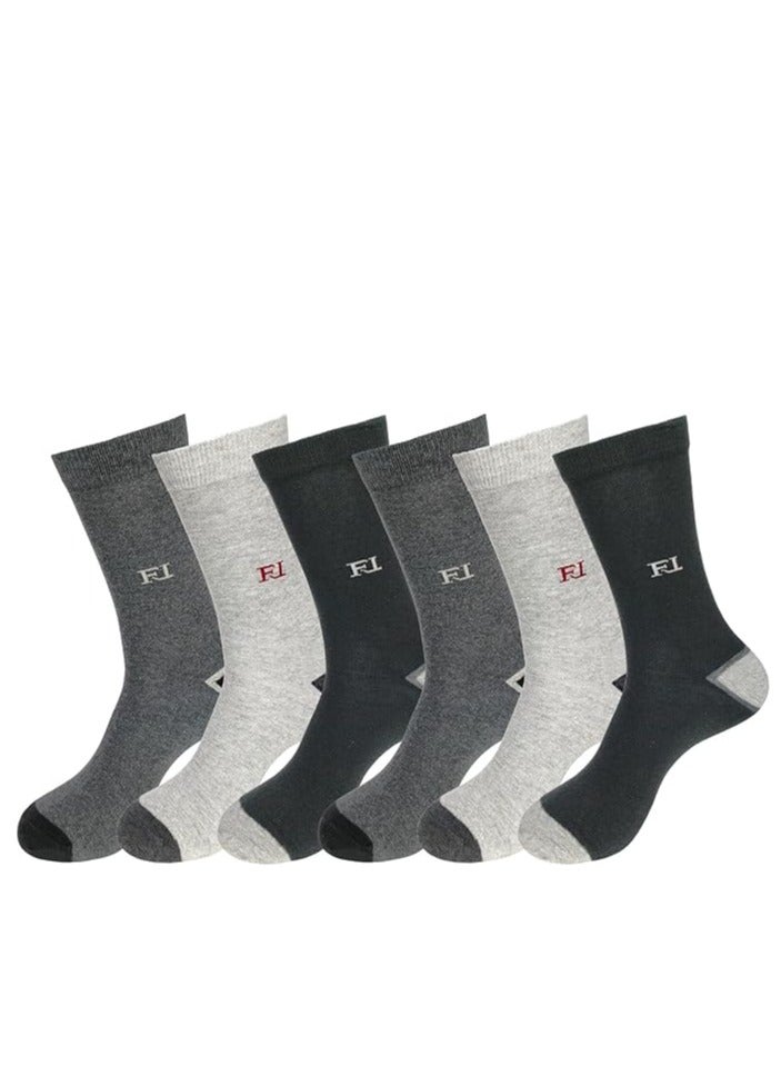 6 عبوات من جوارب القطن الفاخرة للرجال مقاس EU 40-45 - جوارب رسمية مريحة بحجم حر للرجال - طول كرو/ساق متوسطة - مادة مشطوفة فائقة