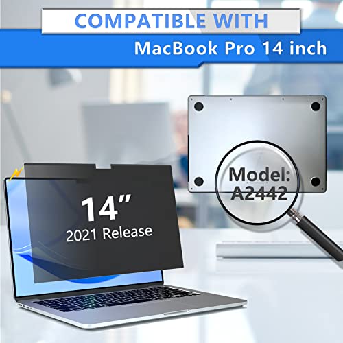 ZOEGAA MacBook Pro 14 inch Privacy Screen, Magnetic Privacy Screen for Macbook Pro 14 inch 2021~2026 (M1, M2, M3, M4, M5, Pro, Max), Removable Anti-Peeping,Anti Blue Light,Anti Glare Screen Protector - Image 2