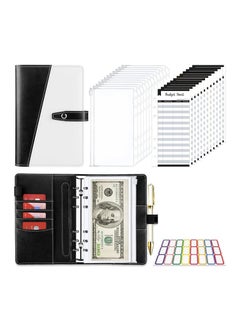 Y&D Budget Binder Cash Envelopes Money Organizer A6 Stitching PU Leather with Zipper Sheets, 12pcs for Saving  - Image 1