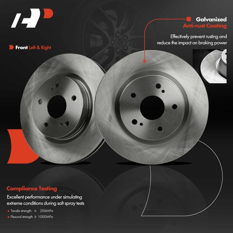 A-Premium 11.60 inch (295mm) Front Vented Disc Brake Rotors Compatible with Select Suzuki Models - Grand Vitara 2006 2007 2008 2009 2010 2011 2012 2013, 2-PC Set - Image 2