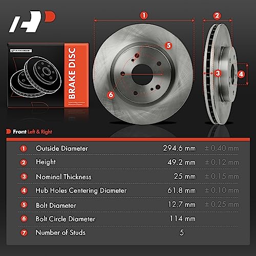 A-Premium 11.60 inch (295mm) Front Vented Disc Brake Rotors Compatible with Select Suzuki Models - Grand Vitara 2006 2007 2008 2009 2010 2011 2012 2013, 2-PC Set - Image 5
