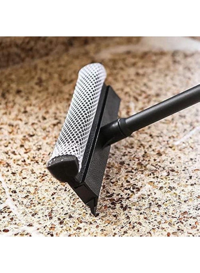 2-in-1 Window Squeegee Cleaning Tool with Sponge & Rubber Blade for Car Windshields, Black - Image 1