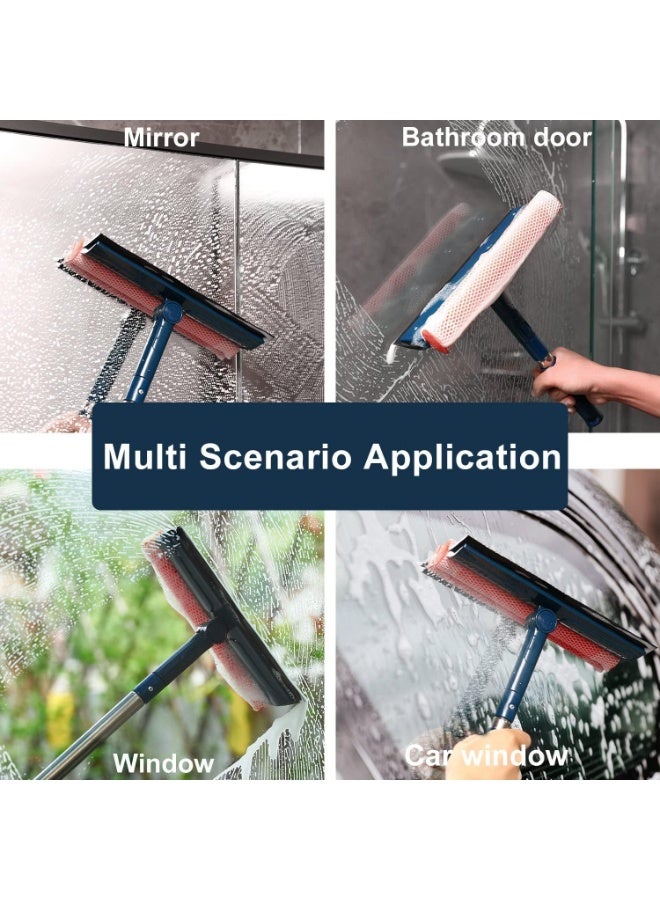 2-in-1 Window Squeegee Cleaning Tool with Sponge & Rubber Blade for Car Windshields, Black - Image 5