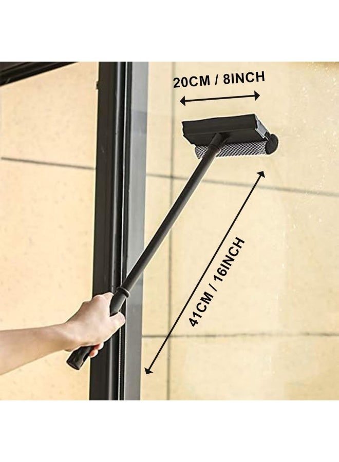 2-in-1 Window Squeegee Cleaning Tool with Sponge & Rubber Blade for Car Windshields, Black - Image 2