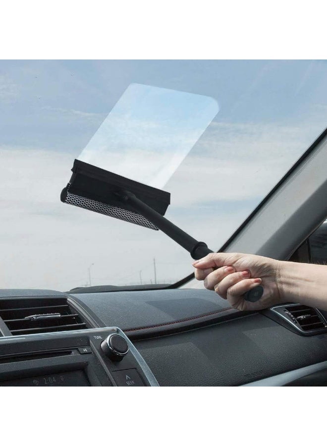 2-in-1 Window Squeegee Cleaning Tool with Sponge & Rubber Blade for Car Windshields, Black - Image 3