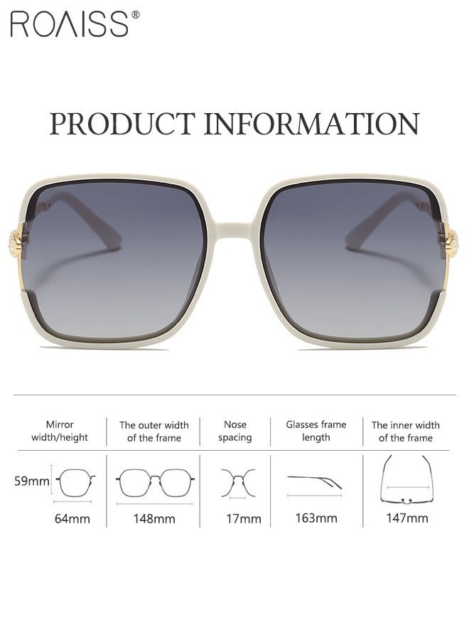 رويس نظارات شمسية نسائية مستقطبة، نظارات شمسية مربعة كلاسيكية بحماية من الأشعة فوق البنفسجية 400 مع أذرع على شكل ثعبان، نظارات شمسية عصرية مضادة للتوهج للارتداء اليومي، وركوب الدراجات، والتصوير الفوتوغرافي في الشوارع الخارجية - Image 3