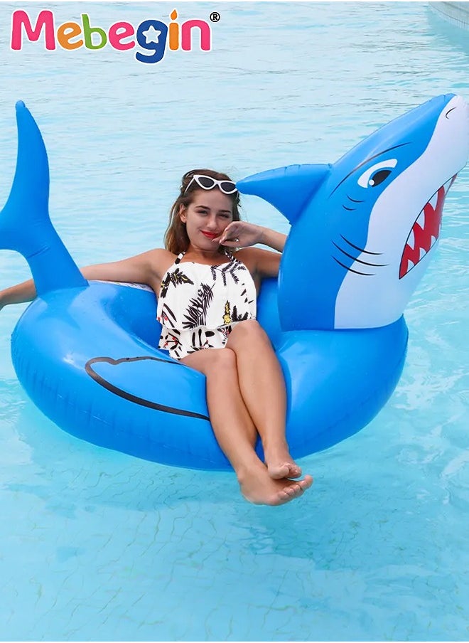 MEBEGIN - 115*160*80cm Inflatable Shark Float, Baby Swimming Floats, Shark Shaped Swimming Pool Float, Cartoon Swimming Ring for Kids and Adults, Funny Adorable Water Floaties, Durable Inflatable Swim Trainer, Reliable Swim Safety Equipment, Perfect Match for Summer Pool Parties - Image 1