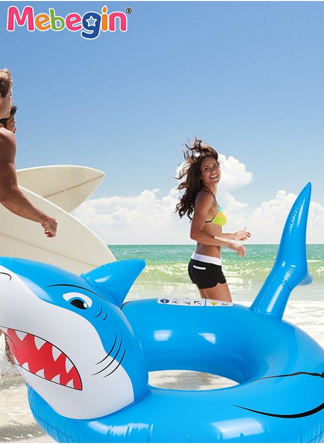 MEBEGIN - 115*160*80cm Inflatable Shark Float, Baby Swimming Floats, Shark Shaped Swimming Pool Float, Cartoon Swimming Ring for Kids and Adults, Funny Adorable Water Floaties, Durable Inflatable Swim Trainer, Reliable Swim Safety Equipment, Perfect Match for Summer Pool Parties - Image 1