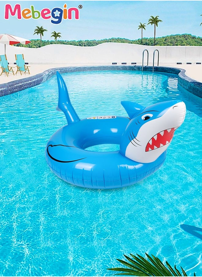 MEBEGIN - 115*160*80cm Inflatable Shark Float, Baby Swimming Floats, Shark Shaped Swimming Pool Float, Cartoon Swimming Ring for Kids and Adults, Funny Adorable Water Floaties, Durable Inflatable Swim Trainer, Reliable Swim Safety Equipment, Perfect Match for Summer Pool Parties - Image 1