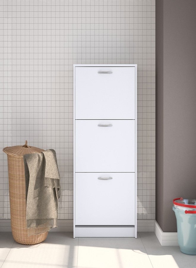POLITORNO MOVEIS Shoe Cabinet 3Layers  with Drawers for Entryway Shoe Storage white color 127.5x64x22cm  - Image 2