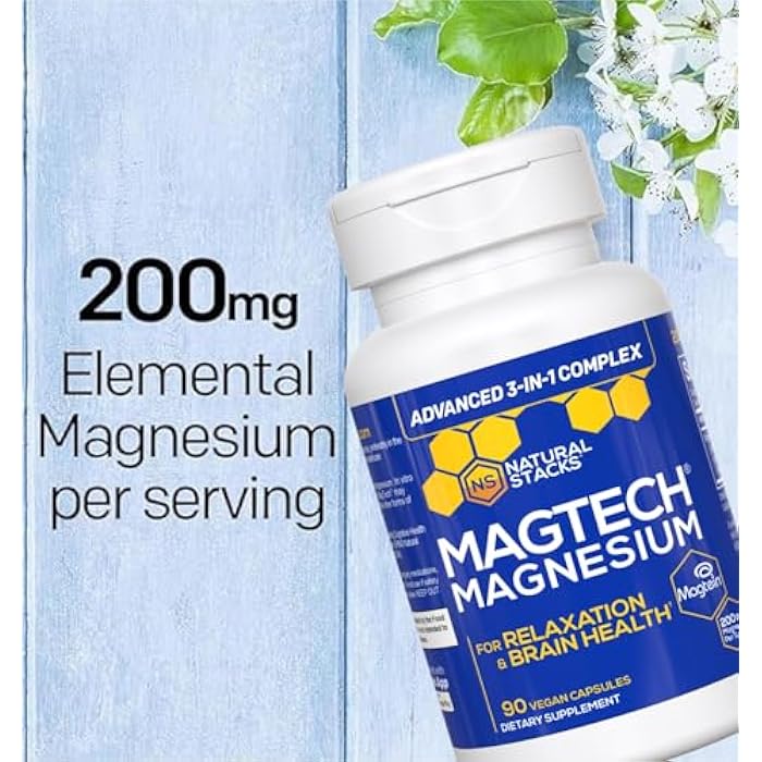 Natural Stacks MagTech Magnesium Complex for Women & Men - 3 Forms of Magnesium: Glycinate, Magtein L-Threonate & Taurate - 200mg Chelated Complex - Support for Relaxation & Brain Health - 90 Glycinate Capsules - Image 5