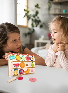 GROIC Wooden Cutting Puzzles, Fruit Toddler Puzzles Pretend Play Toy, Baby Grasp Board Jigsaw Puzzle Block Shape Matching Early Education Toys  - Image 3