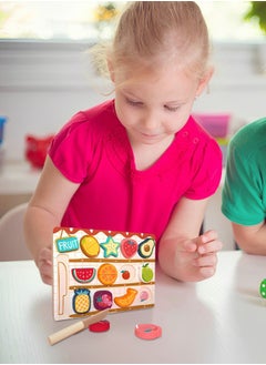 GROIC Wooden Cutting Puzzles, Fruit Toddler Puzzles Pretend Play Toy, Baby Grasp Board Jigsaw Puzzle Block Shape Matching Early Education Toys  - Image 4