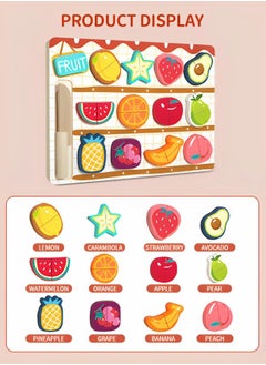 GROIC Wooden Cutting Puzzles, Fruit Toddler Puzzles Pretend Play Toy, Baby Grasp Board Jigsaw Puzzle Block Shape Matching Early Education Toys  - Image 2
