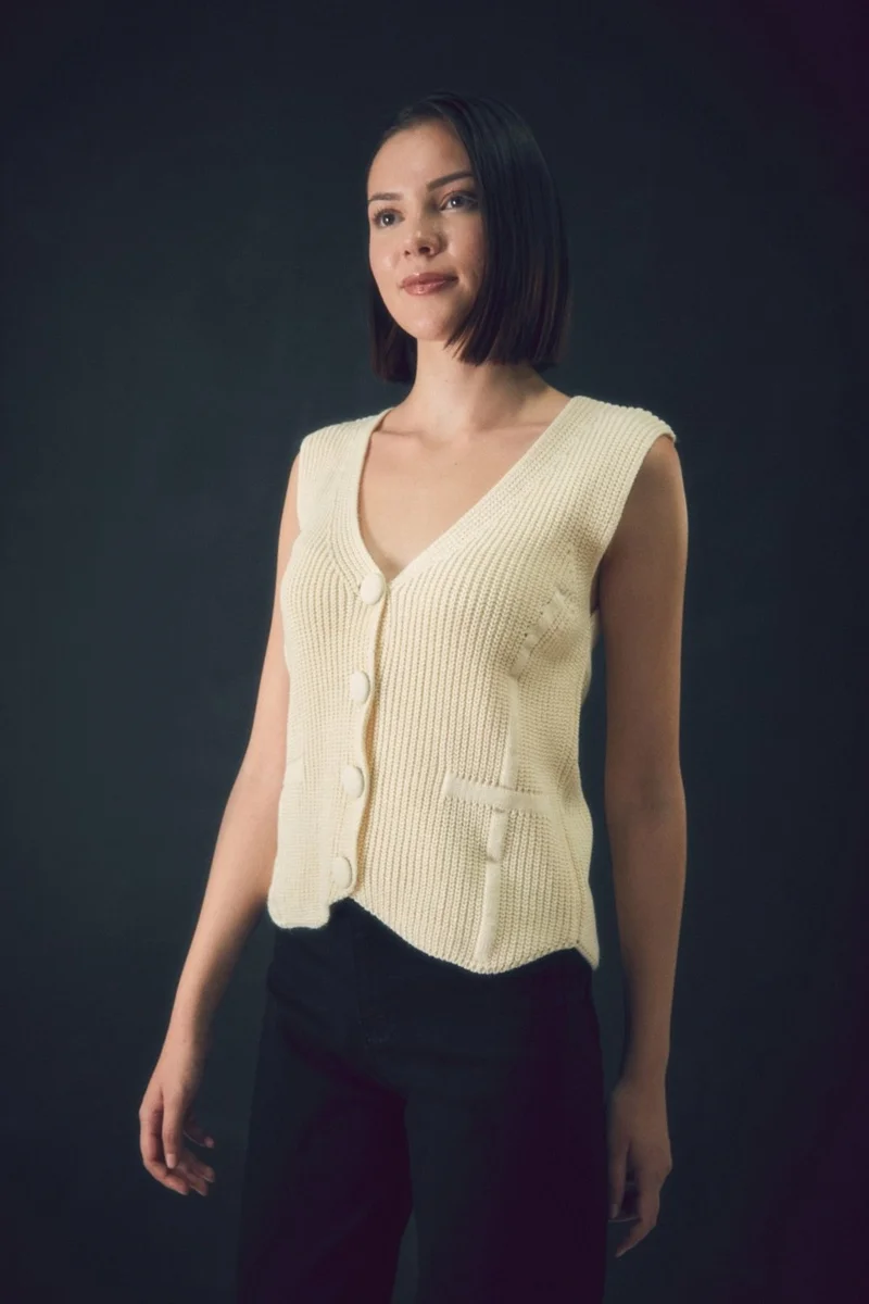 فولامودا Buttoned V-Neck Knit Vest