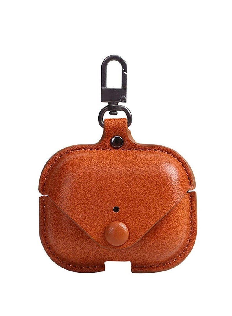 1 قطعة من الجلد حالة سماعات الأذن لـ Airpods Pro 2 مع خطاف ، حالة واقية لـ Airpods Pro Gen 2 (بني) - Image 1