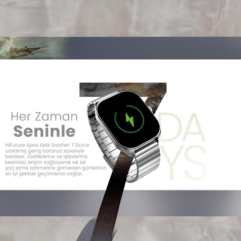 HiFuture APEX 2.04" AMOLED Stainless Steel Smartwatch with Wireless Calling and Health Tracking - Silver - Image 3