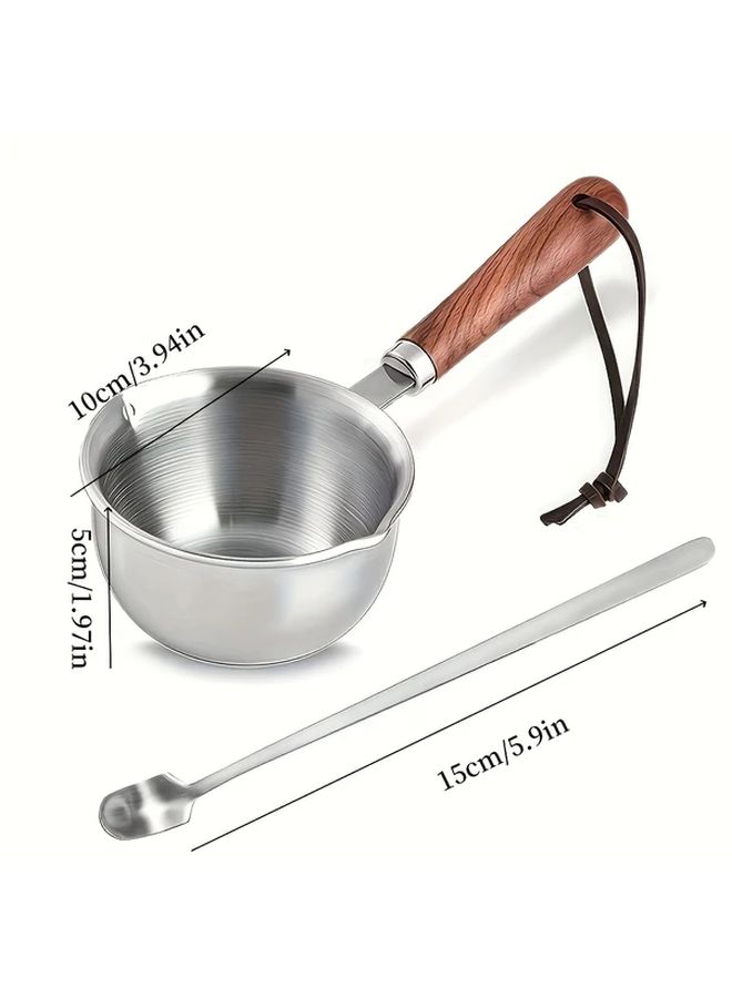 Wooden Pot And Spoon Set 300ML Capacity For Wax Melting And Candle Making - Image 4