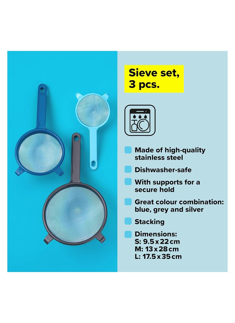 SYOSI - Wire Mesh Sieves with Long Handles Sieve Set Colander Strainers Mesh Strainers Set Dishwasher Safe Kitchen Gadgets Diameter: 9.5cm 13cm and 17cm - Image 1